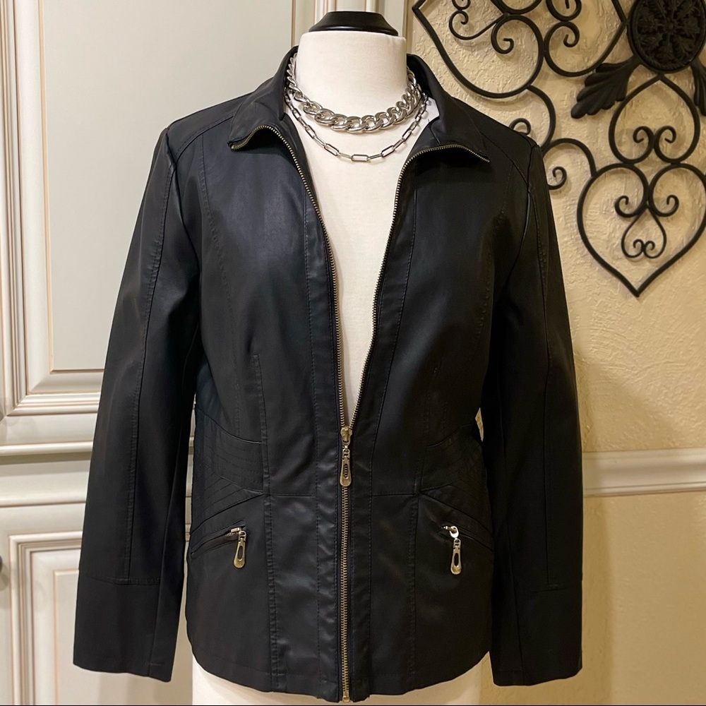 Roz & Ali • Faux Leather Biker Jacket